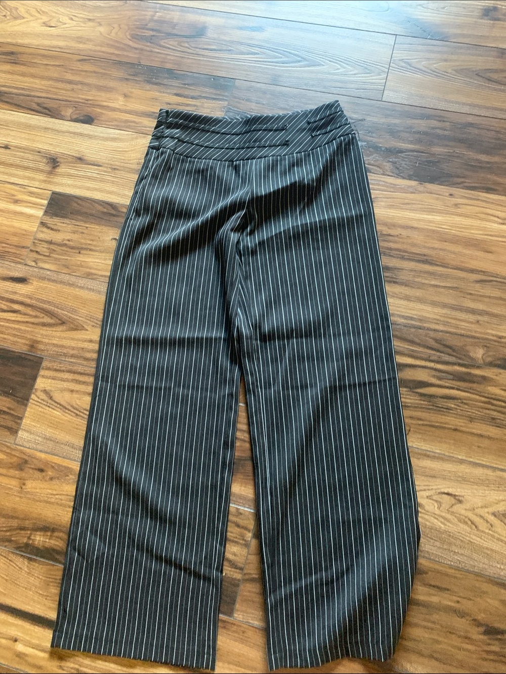 SHEIN Black Pinstripe Wide-Leg Pants